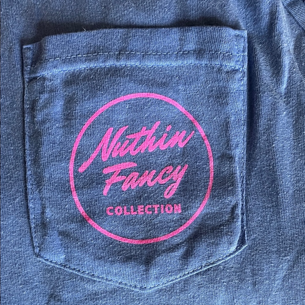 Men's Blue T-Shirt with Pink Logo